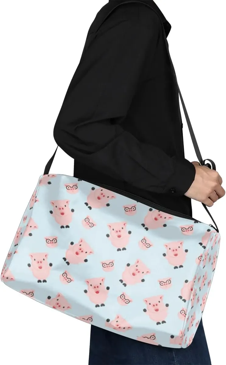 Cute Fat Pig Small Gym Bag for Men Women Workout Sport Duffle Bag Waterproof Weekender Overnight Bag Lightweight Carry on Tote Bag Crossbody Shoulder Travel Bag for Swim Yoge Dance