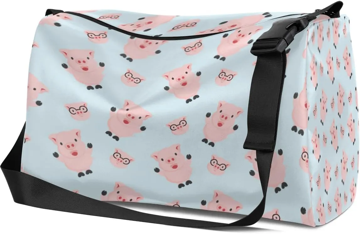 Cute Fat Pig Small Gym Bag for Men Women Workout Sport Duffle Bag Waterproof Weekender Overnight Bag Lightweight Carry on Tote Bag Crossbody Shoulder Travel Bag for Swim Yoge Dance