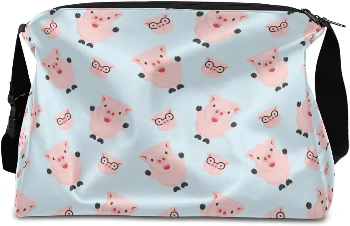 Cute Fat Pig Small Gym Bag for Men Women Workout Sport Duffle Bag Waterproof Weekender Overnight Bag Lightweight Carry on Tote Bag Crossbody Shoulder Travel Bag for Swim Yoge Dance