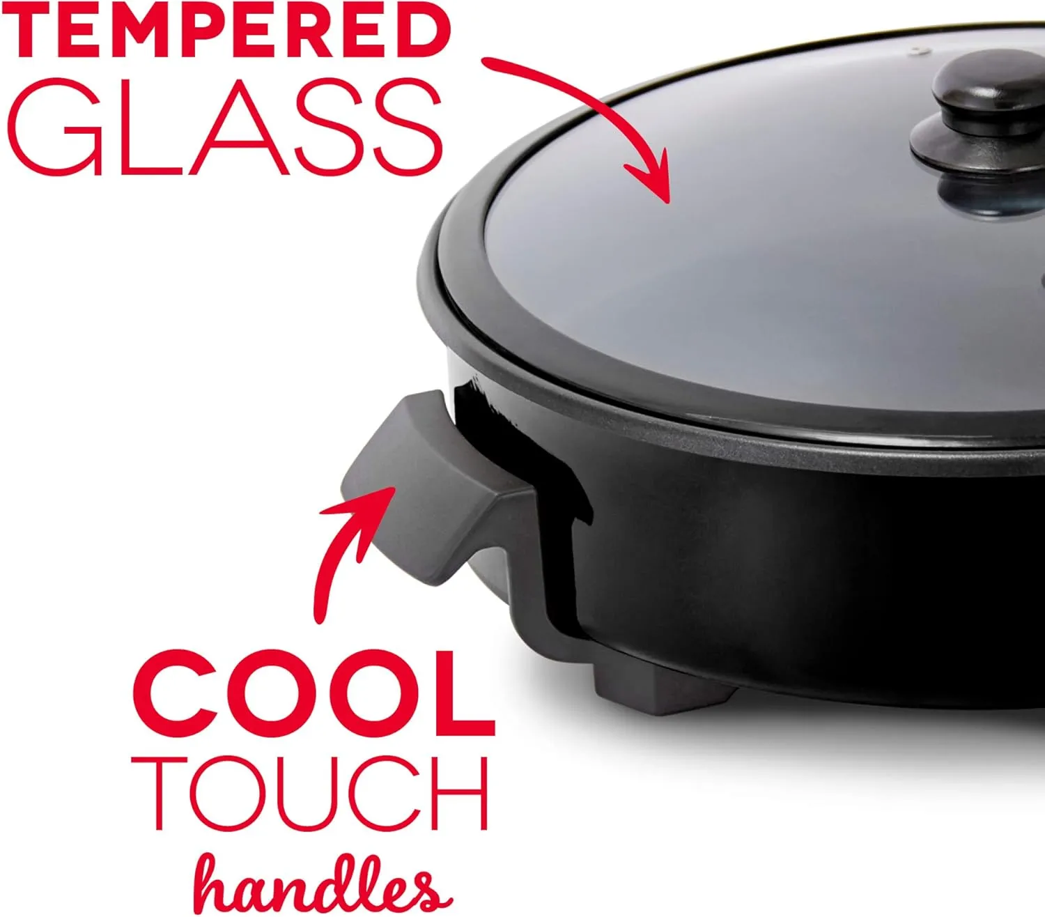 Dash Family Size Electric Skillet with 14 inch Nonstick Surface   Recipe Book for Pizza, Burgers, Cookies, Fajitas, Breakfast & More, 20 Cup Capacity, 1400-Watt - Black