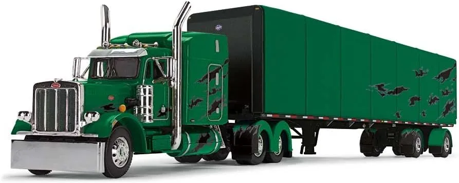 DCP by First Gear Green/Black 1/64 Scale Peterbilt 359 & 53' Utility Roll Tarp Trailer