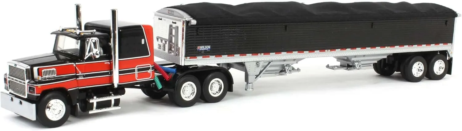 DCP First Gear 1/64 Black & Red Ford LTL 9000 with Wilson Grain Trailer 60-1943