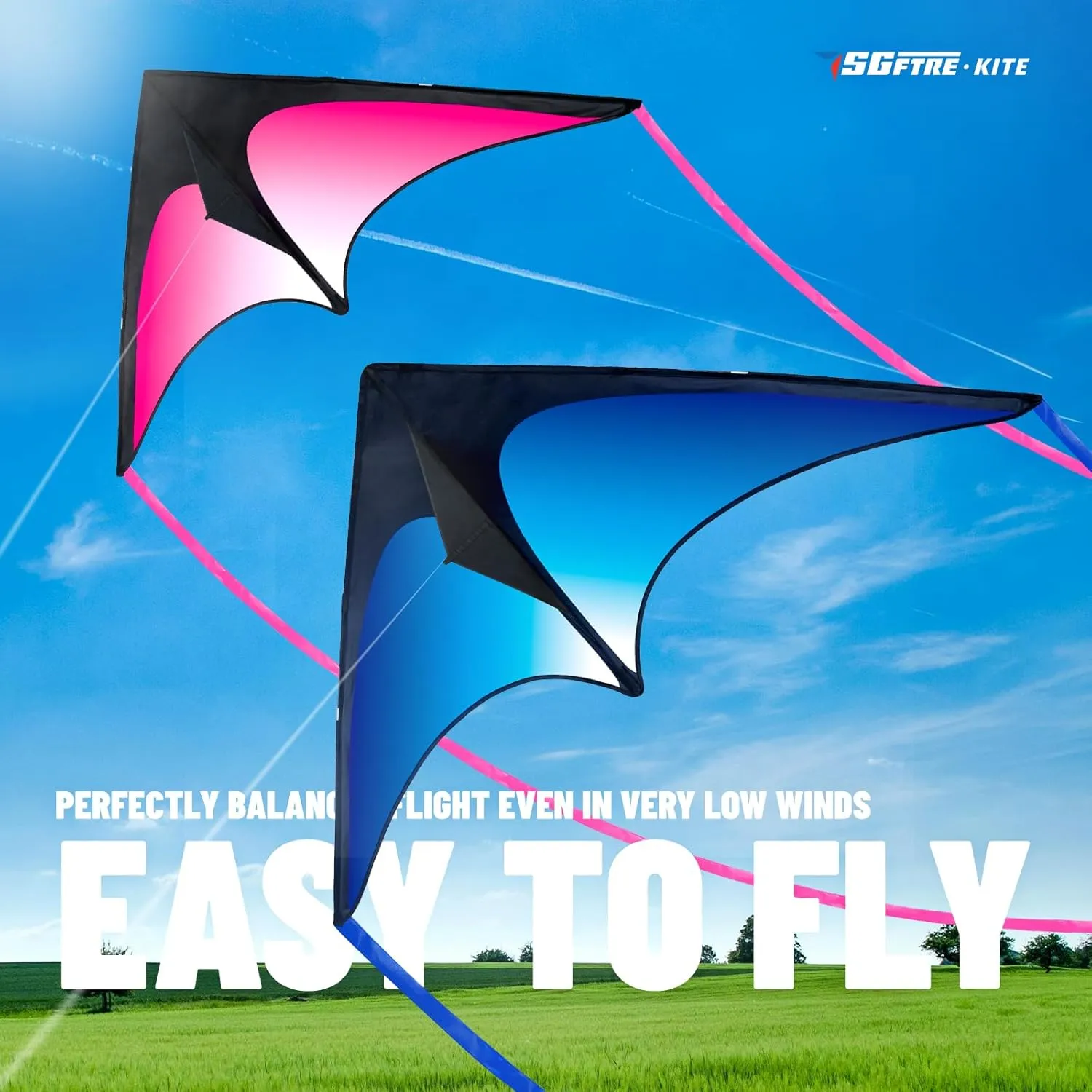 Delta Kite Set for Kids and Adults，Extremely Easy to Launch for Beginners, Perfect for Beaches and Parks，Kites for Beach Trip Park Family Outdoor Games and Activities