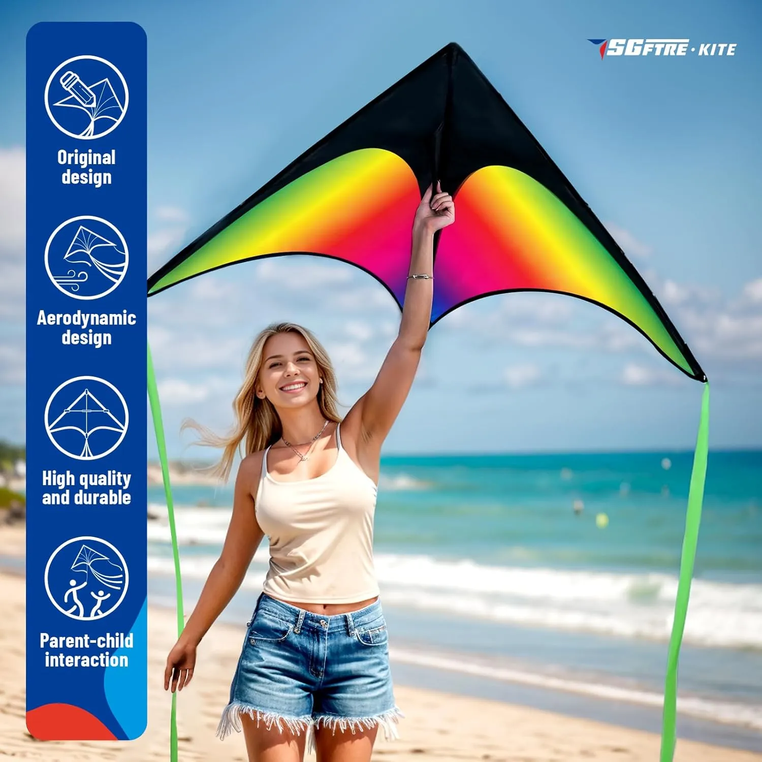 Delta Two Set Kites for Kids and Adults - Easy to Fly Outdoor Fun, Perfect for Beaches and Parks - Ideal for Family Fun