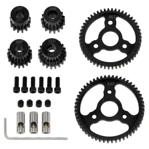 DKKY 6PCS 32P M0.8 Metal Hardened Steel Gear 53T 50T Spur Gear with 13T 15T 17T 19T Pinion Gear Set for TRX4 1/10 Slash 4x4/VXL/Stampede 4x4/VXL/Rustler 4X4/VXL/Summit/T-Maxx Replace #3956
