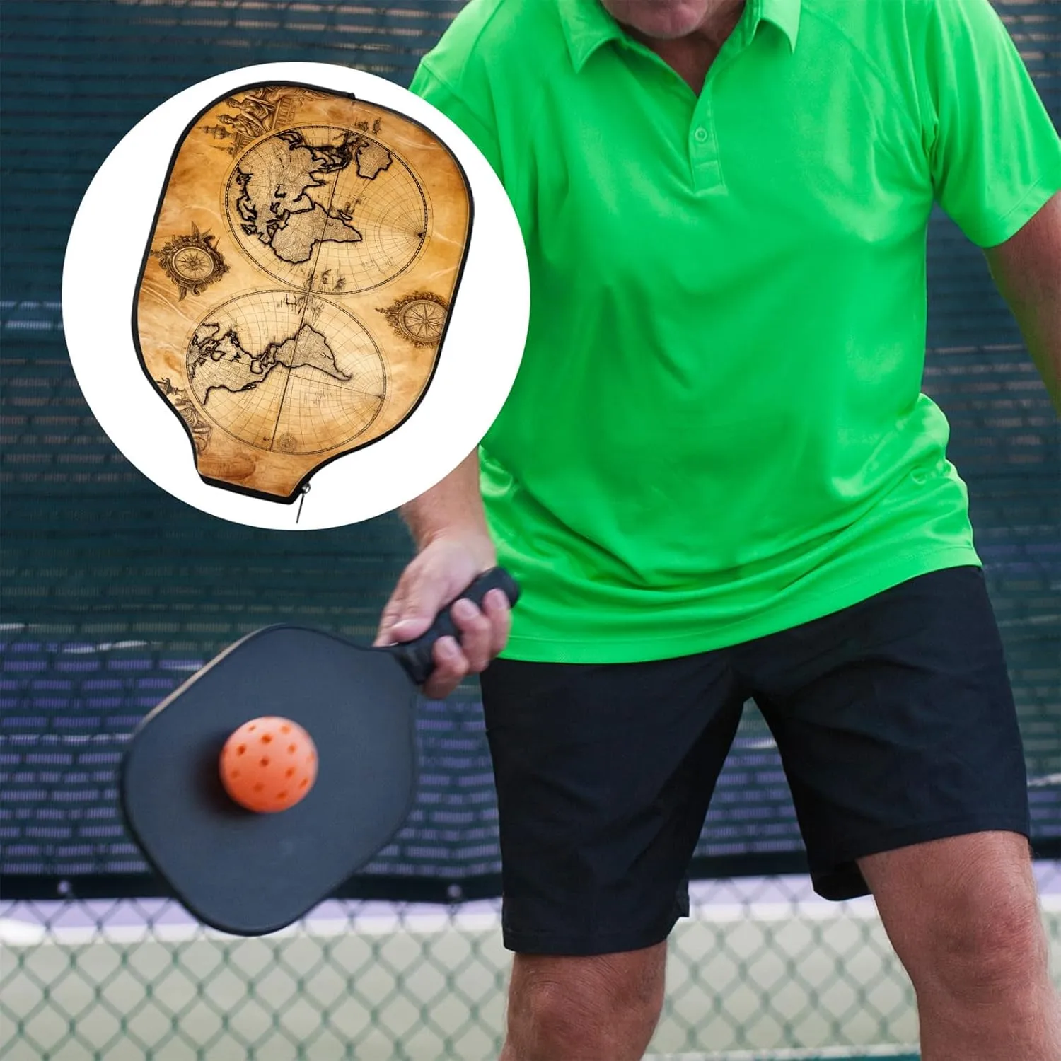 Durable Pickleball Paddle Cover, Waterproof Shockproof Racket Case with Zipper, Neoprene Pickleball Protective Cover, Lightweight & Easy to Carry Fits Standard Pickleball Paddles, A5