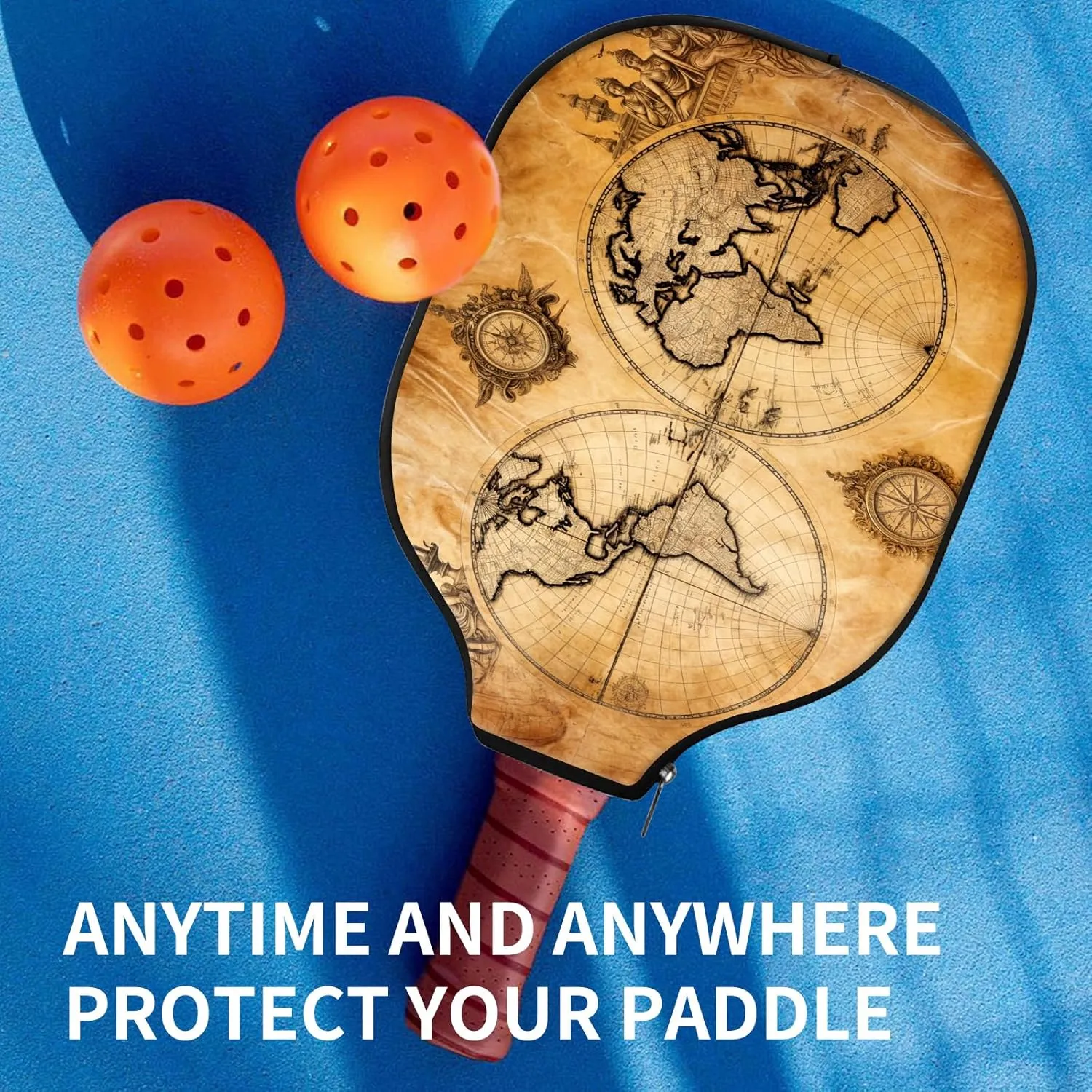Durable Pickleball Paddle Cover, Waterproof Shockproof Racket Case with Zipper, Neoprene Pickleball Protective Cover, Lightweight & Easy to Carry Fits Standard Pickleball Paddles, A5