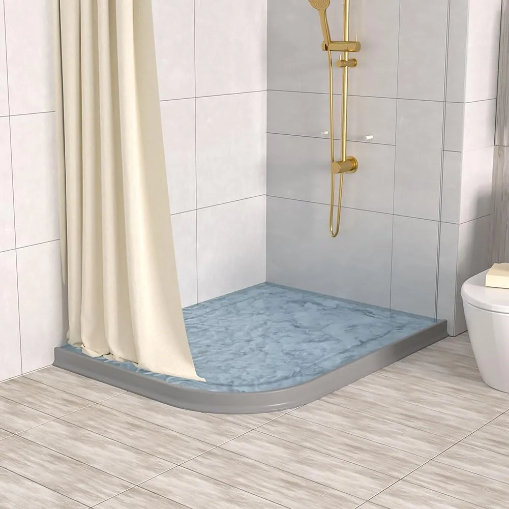 Duzzy 67 Inch Shower Threshold Water Dam, Shower Water Guard to Keep Water in Shower, Shower Water Stopper Dry and Wet Separation Suitable for Bathroom and Kitchen