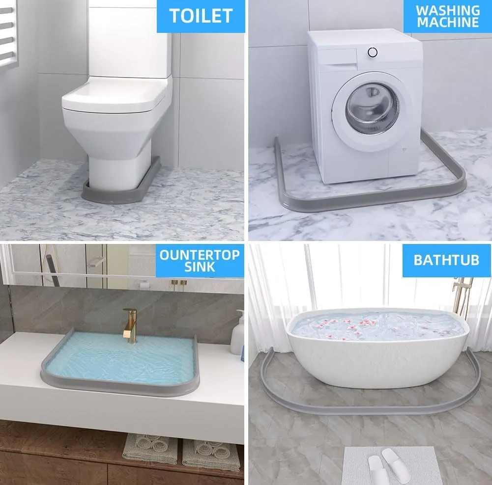 Duzzy 67 Inch Shower Threshold Water Dam, Shower Water Guard to Keep Water in Shower, Shower Water Stopper Dry and Wet Separation Suitable for Bathroom and Kitchen
