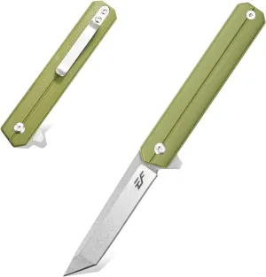 Eafengrow EF65 Flipper Folding Lock Knife Ball Bearing D2 Blade and G10 Steel Handle Pocket Assisted Multitool with Clip Everday Carry (EF65-T-desert)