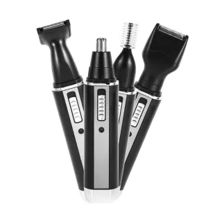 Ear and Nose Hair Trimmer Clipper, 4 In 1 Rechargeable Professional Painless Electric Ear Nose Eyebrow Facial Hair Trimmer for Men and Women Beard Face Eyebrows Removal Shaving Body Grooming Kit (US)
