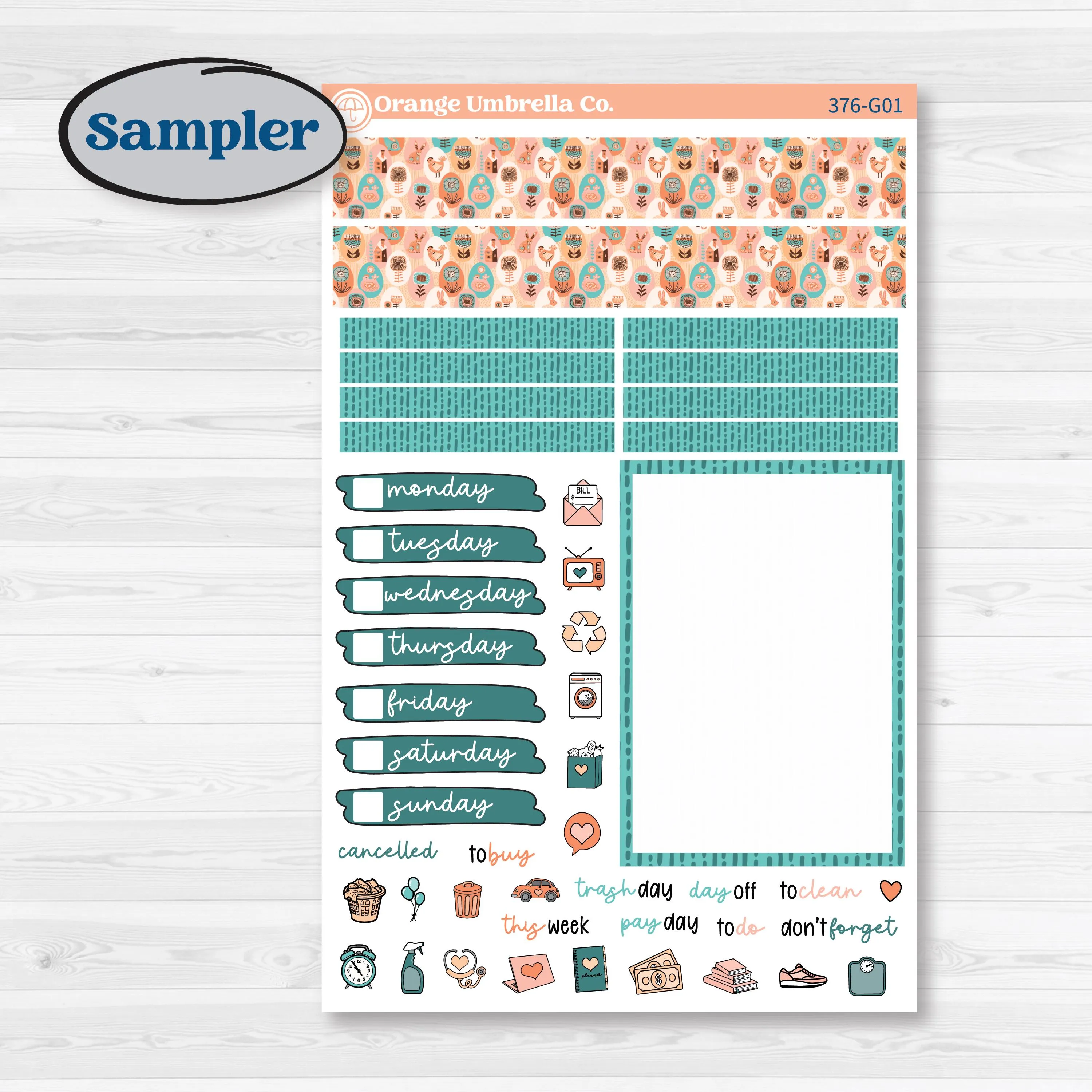 Easter Folk Art Kit | A5 Compact Vertical Planner Kit Stickers for Erin Condren | Some Bunny | KIT-376-G