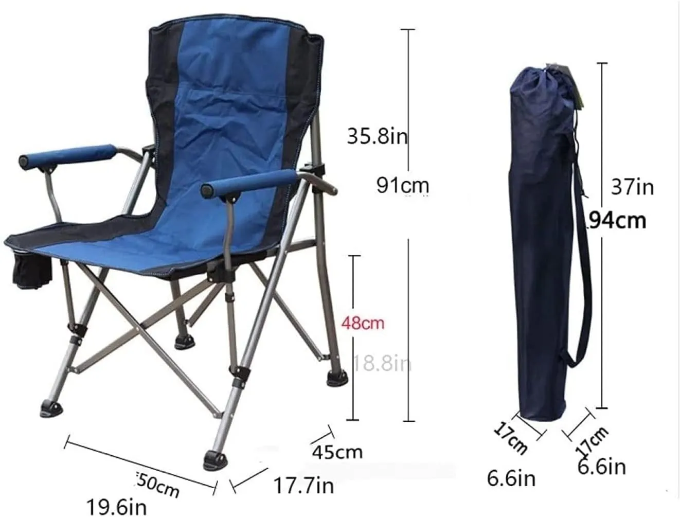 Easy to Assemble with Cup Holder Outdoor Portable Lawn Adults Chairs Mesh Side Pockets Can Support 308 Pounds Camping Trip Portable