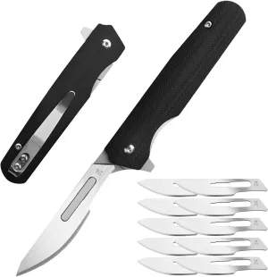 edcfans EDC Folding Scalpel Knife: G10 Handle, EDC Pocket Utility Knife with 10 Replaceable Scalpel Blades.