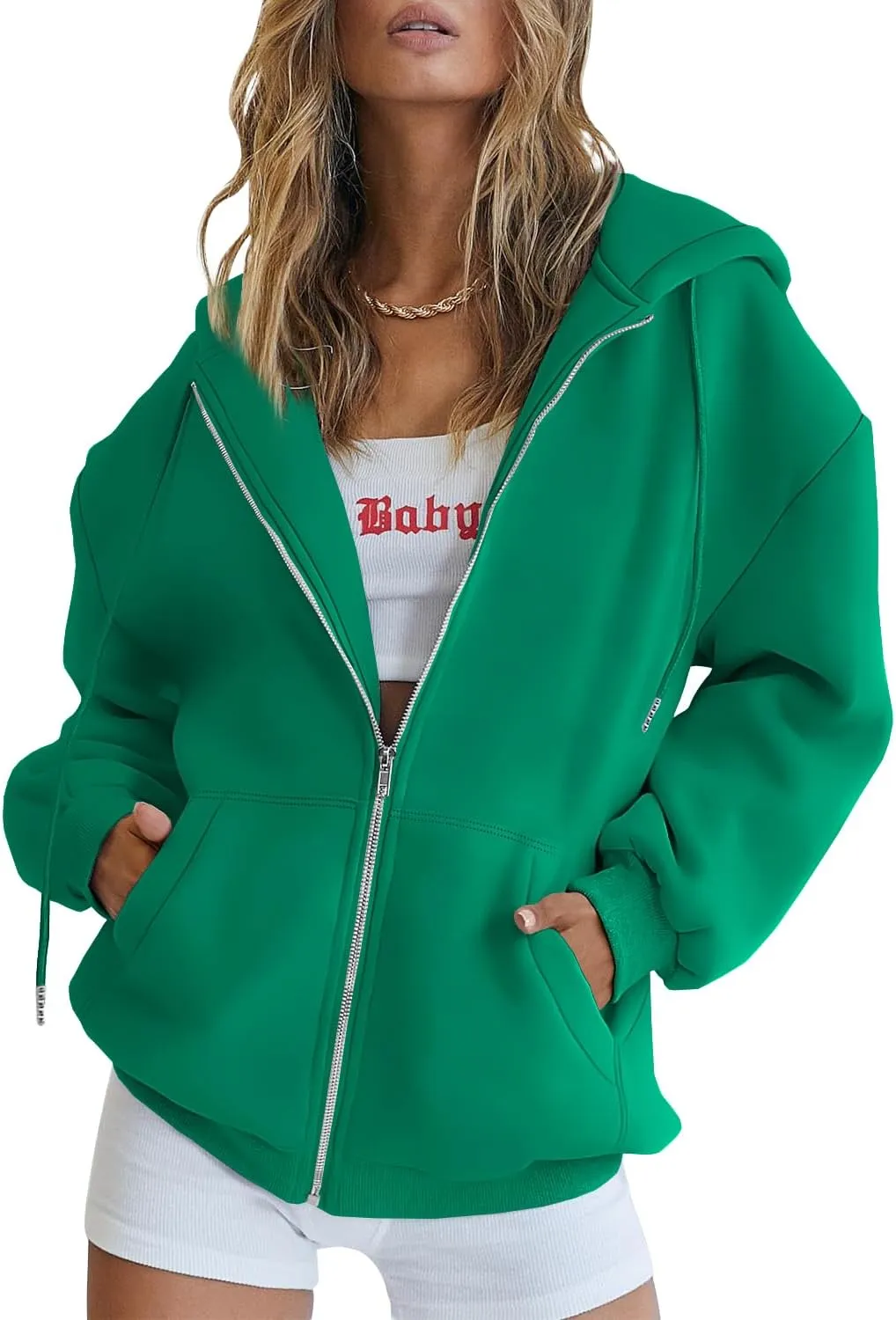 EFAN Women's Drawstring Zip Up Cute Hoodies Fall Jacket Oversized Casual Sweatshirts with Pocket