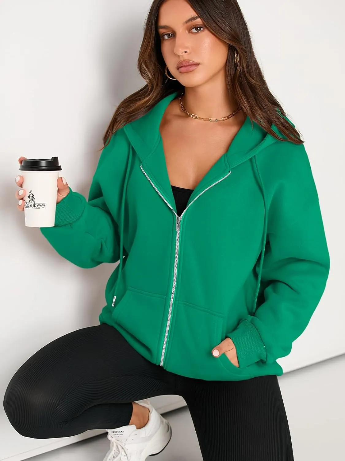 EFAN Women's Drawstring Zip Up Cute Hoodies Fall Jacket Oversized Casual Sweatshirts with Pocket