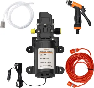Electric Pressure Washer Pump, 12V 100W Portable High Pressure Power Intelligent Mini Car Water Pump Kit for Auto RV Home Garden Pet Shower