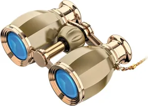 ESSLNB Opera Glasses Binoculars for Women Adults 4X30mm Theater Glasses Compact Binoculars for Theater and Concerts Antique with Case Removable Chain (Gold)