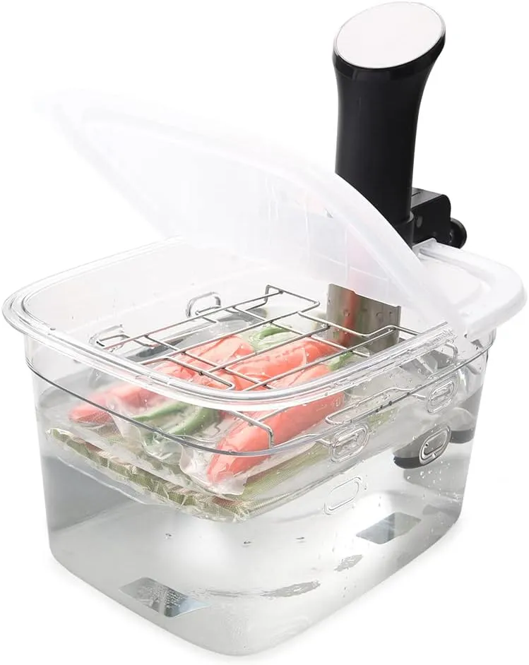 EVERIE Sous Vide Container 12 Quarts with Collapsible Hinge Lid and Container Sleeve Compatible with Anova Nano AN400 and AN500-US00 and Mini and Instant Pot Sous Vide Cooker, KIT-1202-NANO