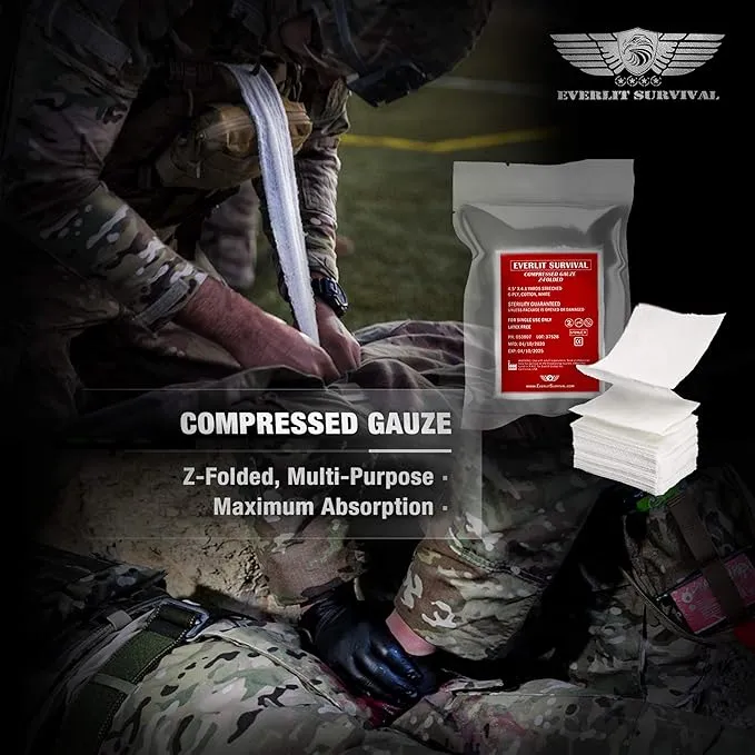 EVERLIT Emergency Trauma Kit, CAT GEN-7 Multi-Purpose SOS Everyday Carry IFAK for Wilderness, Trip, Cars, Hiking, Camping, Father’s Day Birthday Gift for Him Men Husband Dad Boyfriend (Tan)