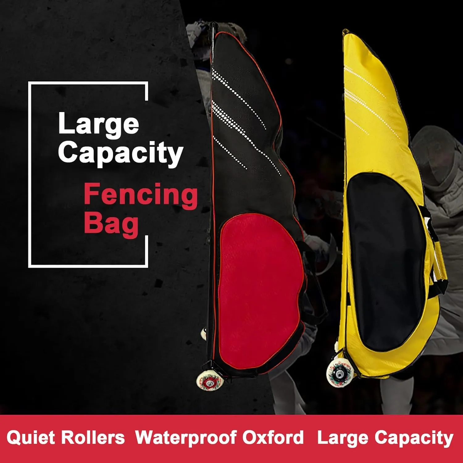 Fencing Sword Bag with Wheels, Extra Large Capacity Fencing Roller Bag Fencing Draw-bar Wheel Bag for Epee Saber & Foil, Portable Fencing Bag Fencing Storage Bag