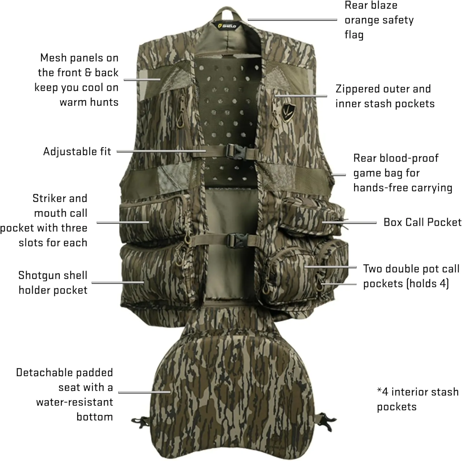 Finisher Pro II Turkey Vest with Detachable Seat Cushion