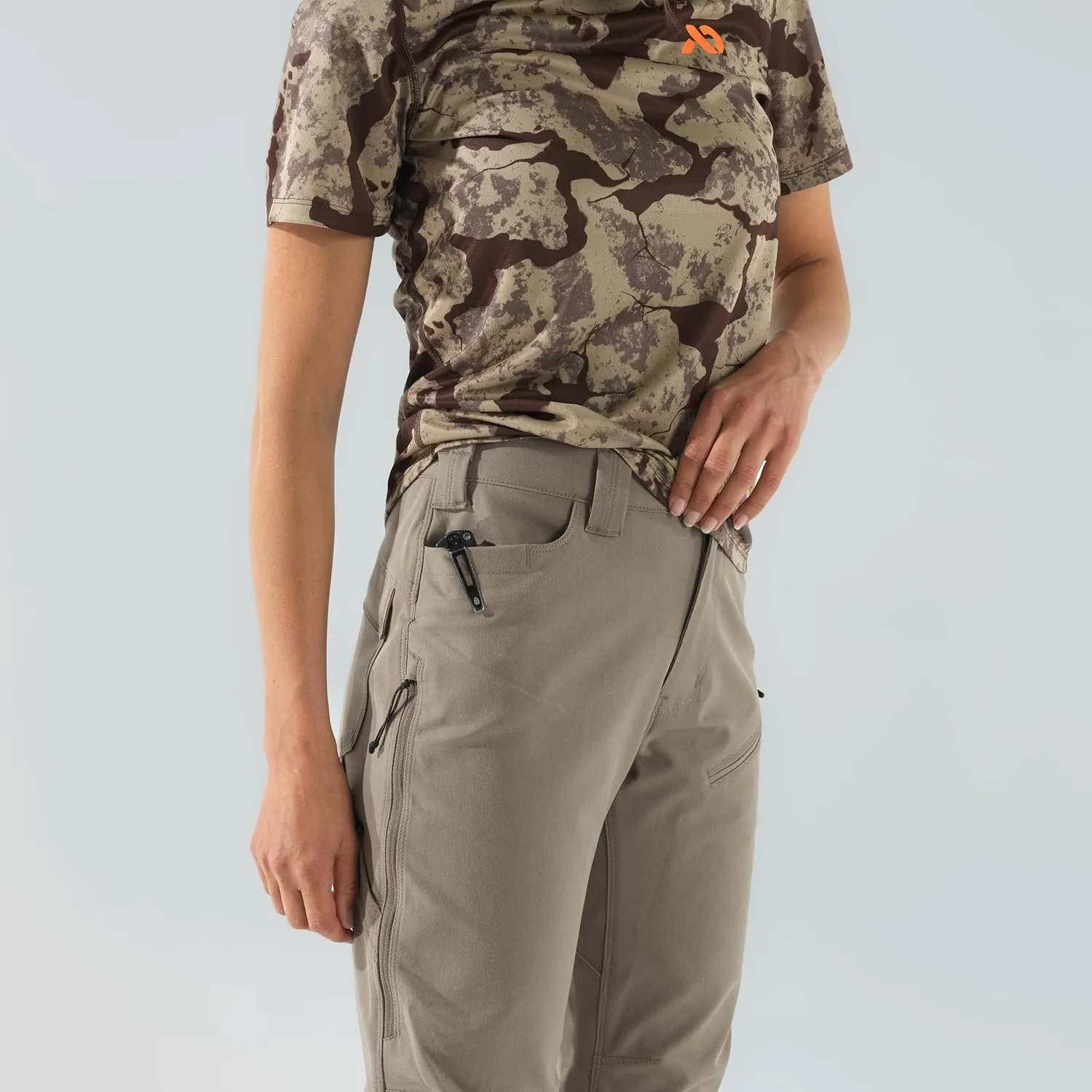 First Lite Women's 308 Pant - Stretch Camo Hunting Pants with Hip Vents