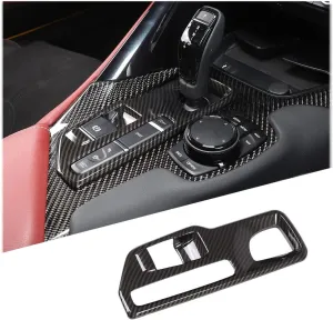 Fit for Toyota Supra GR A90 A91 MK5 2019-2024 Gear Shift Panel Trim Cover, Gear Shift Console Anti-Scratch Panel Protector Frame Cover, Carbon Fiber Pattern Black