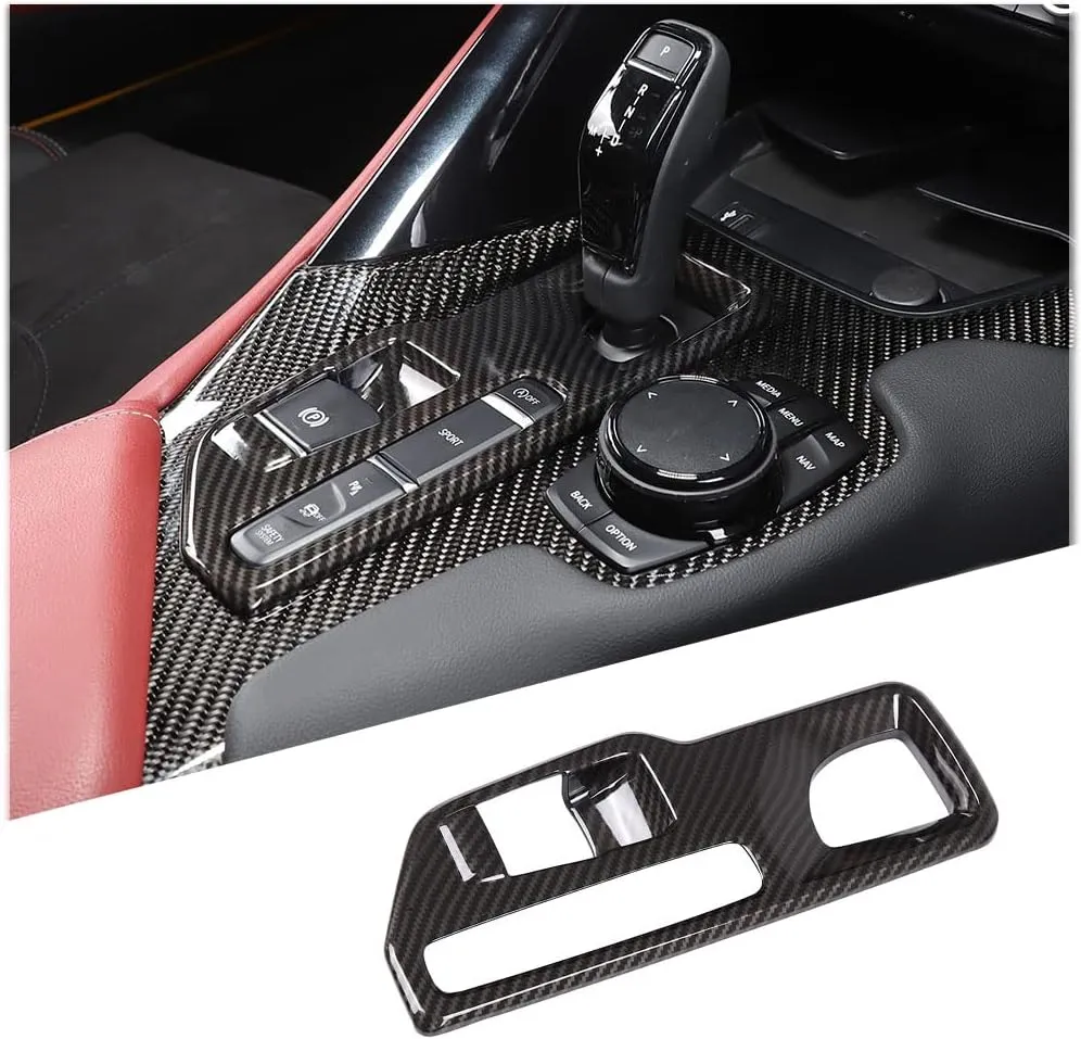 Fit for Toyota Supra GR A90 A91 MK5 2019-2024 Gear Shift Panel Trim Cover, Gear Shift Console Anti-Scratch Panel Protector Frame Cover, Carbon Fiber Pattern Black