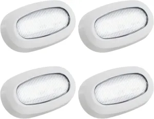 Five Oceans Oblong LED Courtesy Light, 4 Pack Accent Lights for Marine Interior, Deck, Cockpit, Cool White, IP 67 Waterproof, 12V, Pontoon, Fishing Boat, Yacht, RVs - FO3672-M4