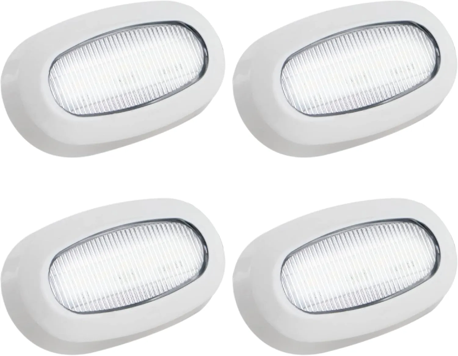 Five Oceans Oblong LED Courtesy Light, 4 Pack Accent Lights for Marine Interior, Deck, Cockpit, Cool White, IP 67 Waterproof, 12V, Pontoon, Fishing Boat, Yacht, RVs - FO3672-M4