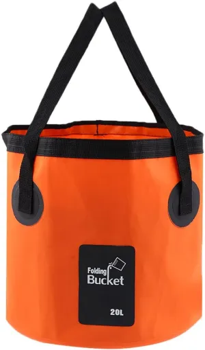 Folding Bucket Collapsible Water Carrier Bag Pot Camping Caravan Fishing Outdoor - Orange, 20L