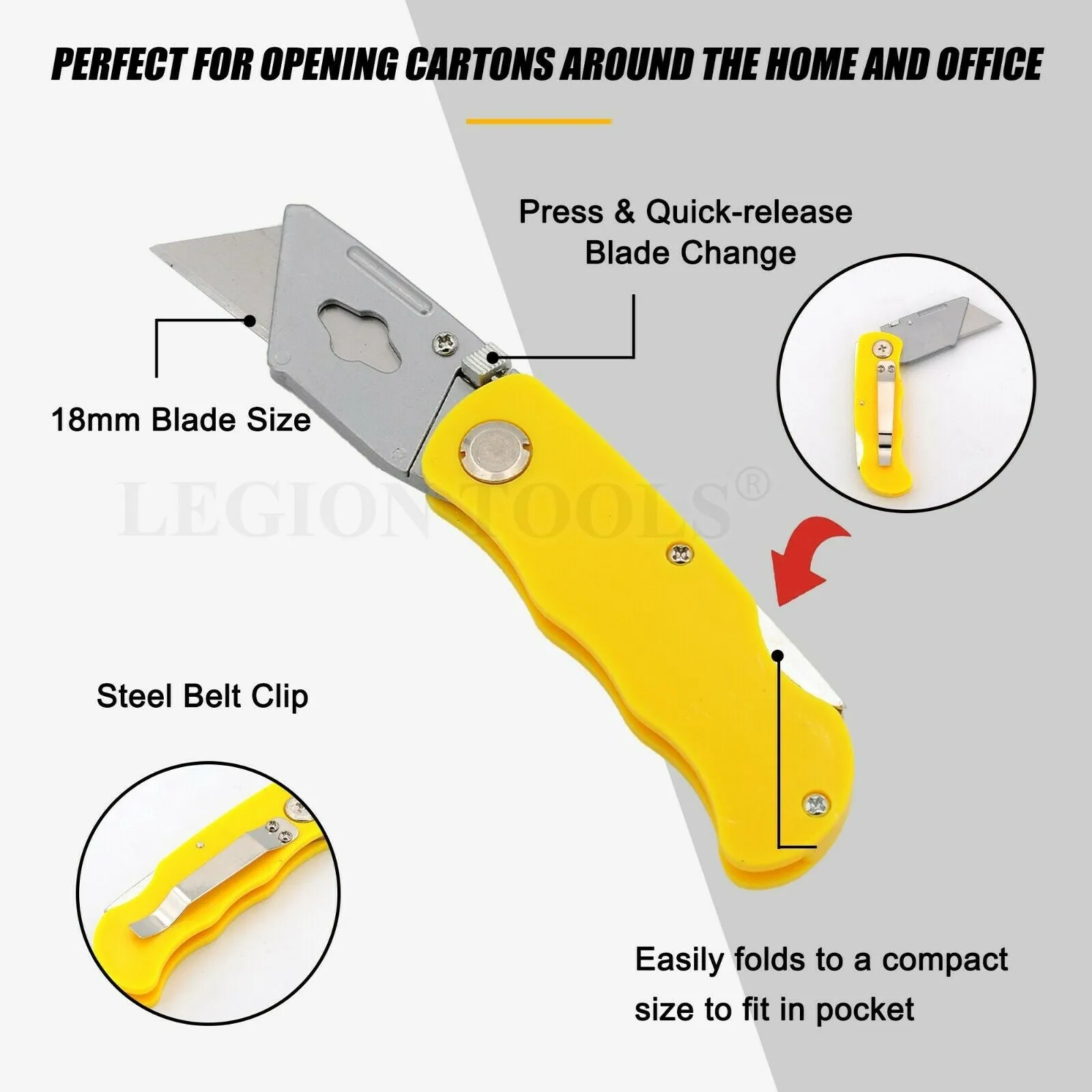 Folding Utility Knife with 3 Extra Blades