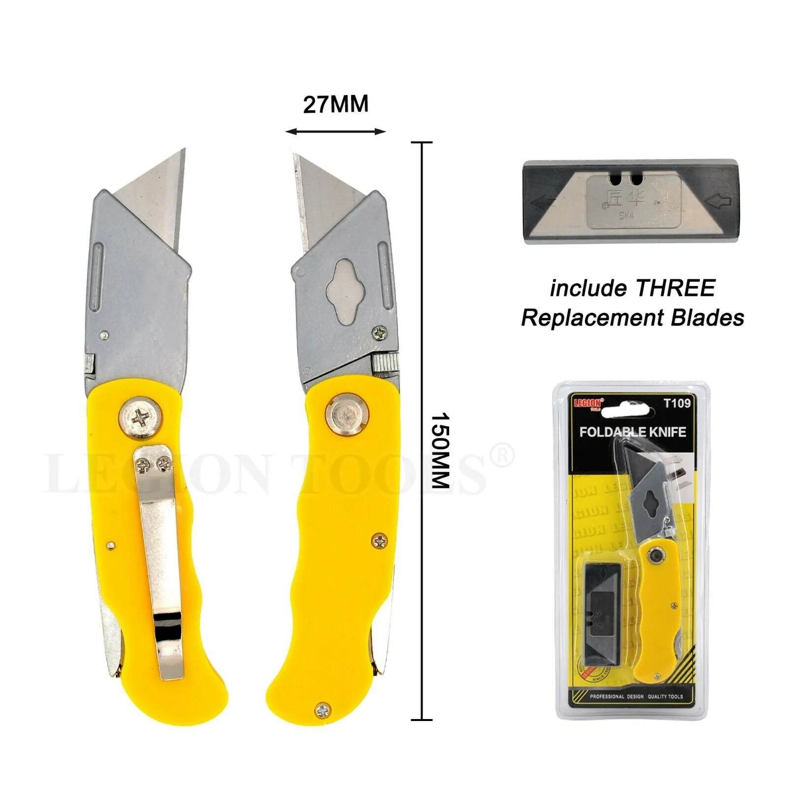 Folding Utility Knife with 3 Extra Blades