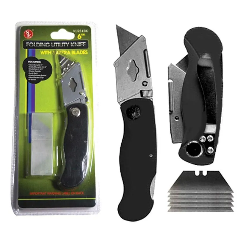 Folding Utility Knife with 5 Extra Blades