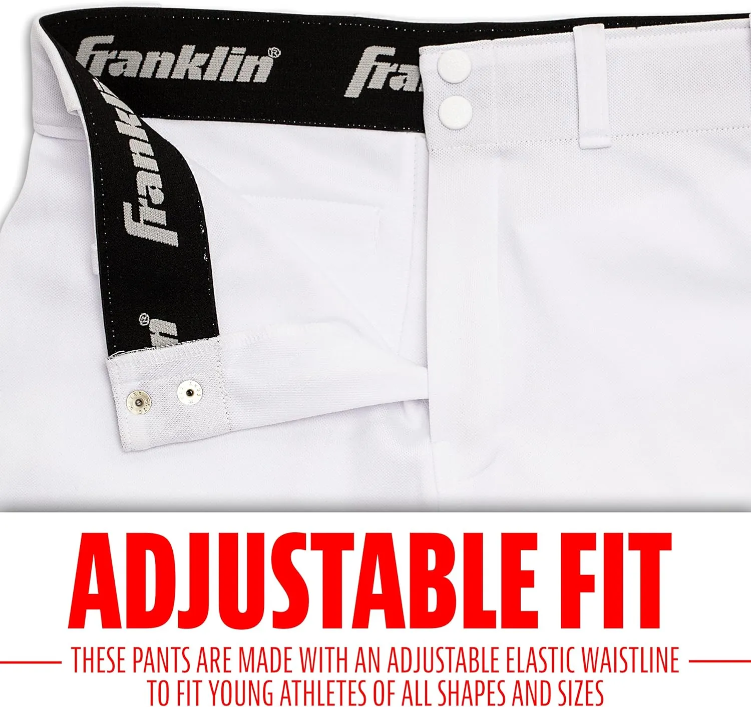 Franklin Sports Youth Baseball   Softball Pants - Knee High   Relaxed Fit Kids Baseball Pants - White, Black   Grey Pants