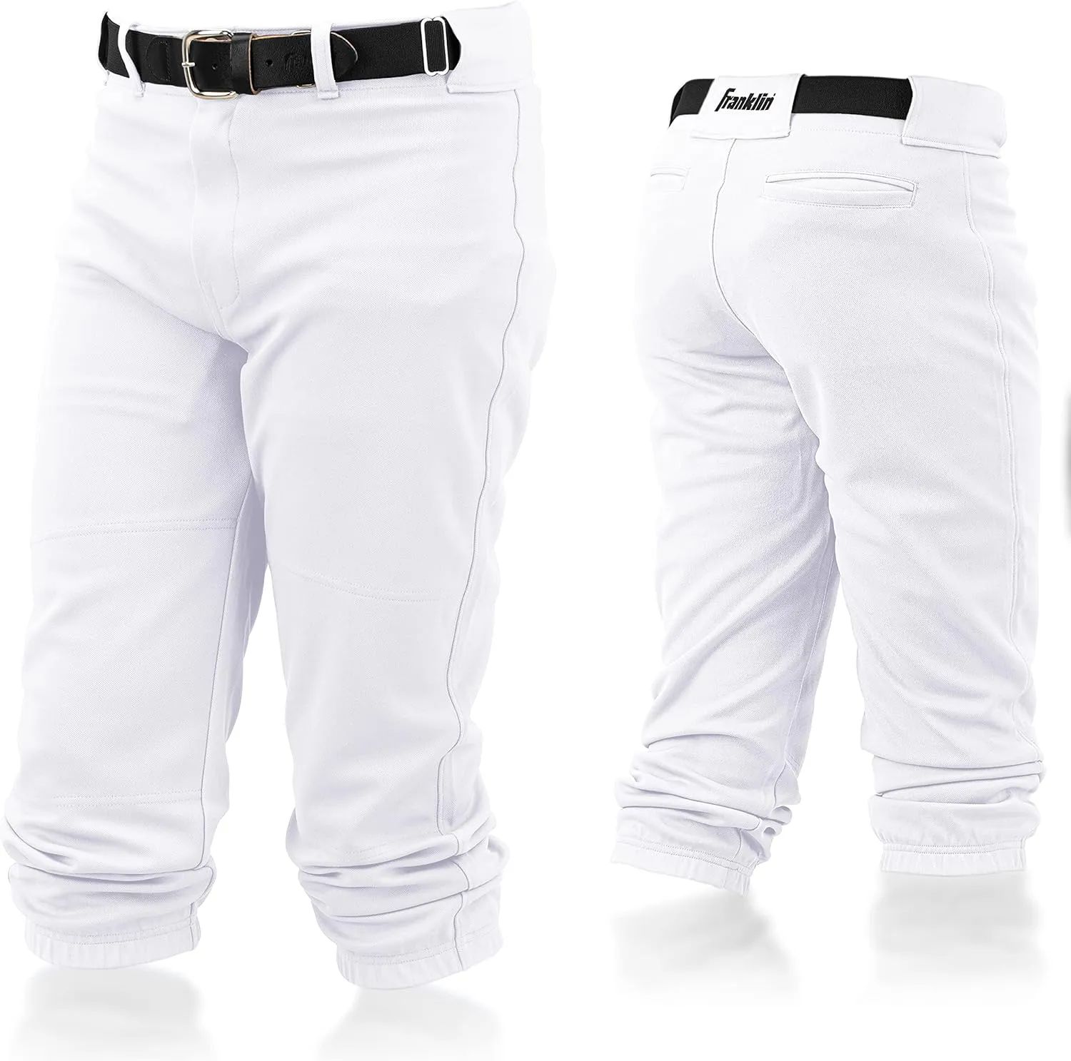 Franklin Sports Youth Baseball   Softball Pants - Knee High   Relaxed Fit Kids Baseball Pants - White, Black   Grey Pants