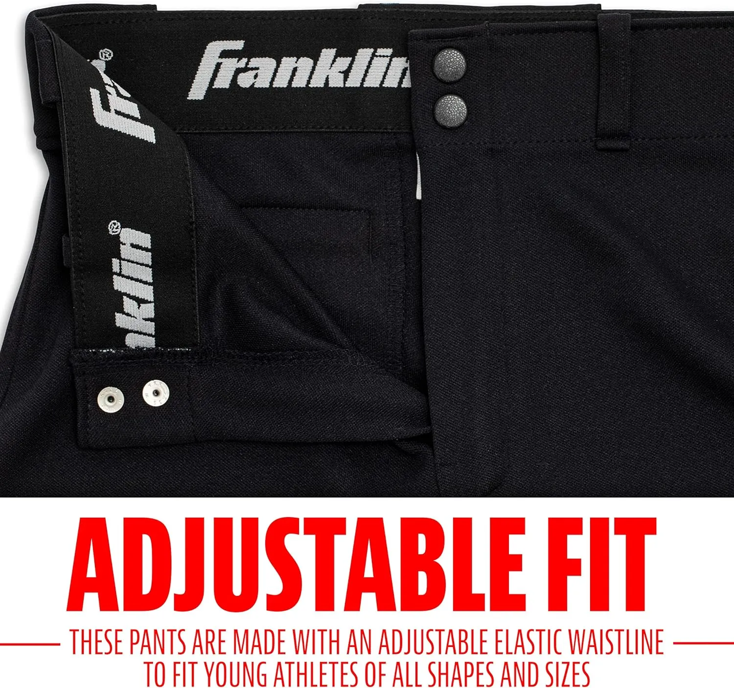 Franklin Sports Youth Baseball   Softball Pants - Knee High   Relaxed Fit Kids Baseball Pants - White, Black   Grey Pants