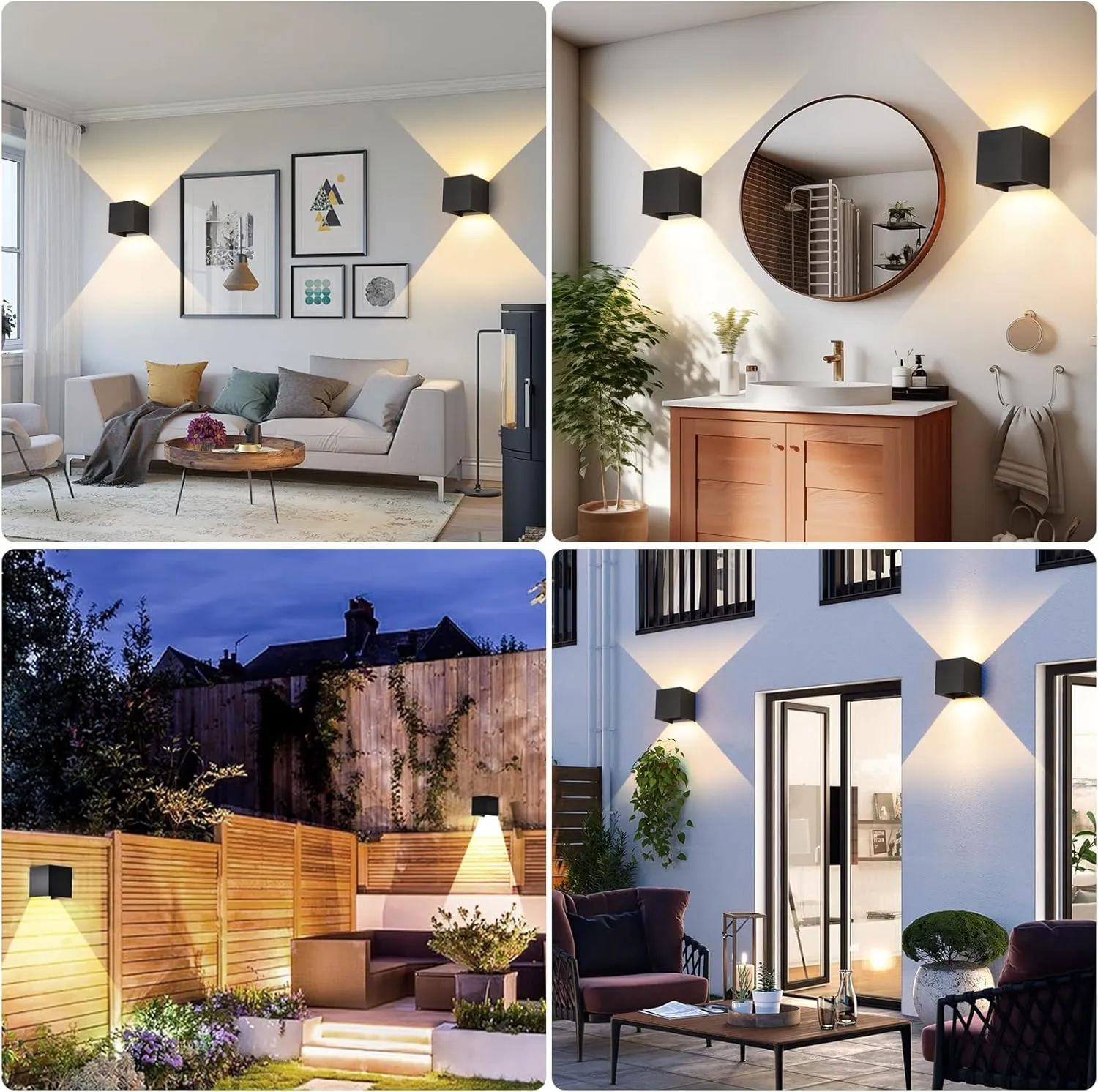 FUPE 15W 1pack Led Black Outdoor Wall Sconces Light Fixtures Modern Exterior/Interior Waterproof Porch Wall Mounted Lighting Outside Wall Lamps for Garden Shop Yard Patio Home Entryway Park Staircase