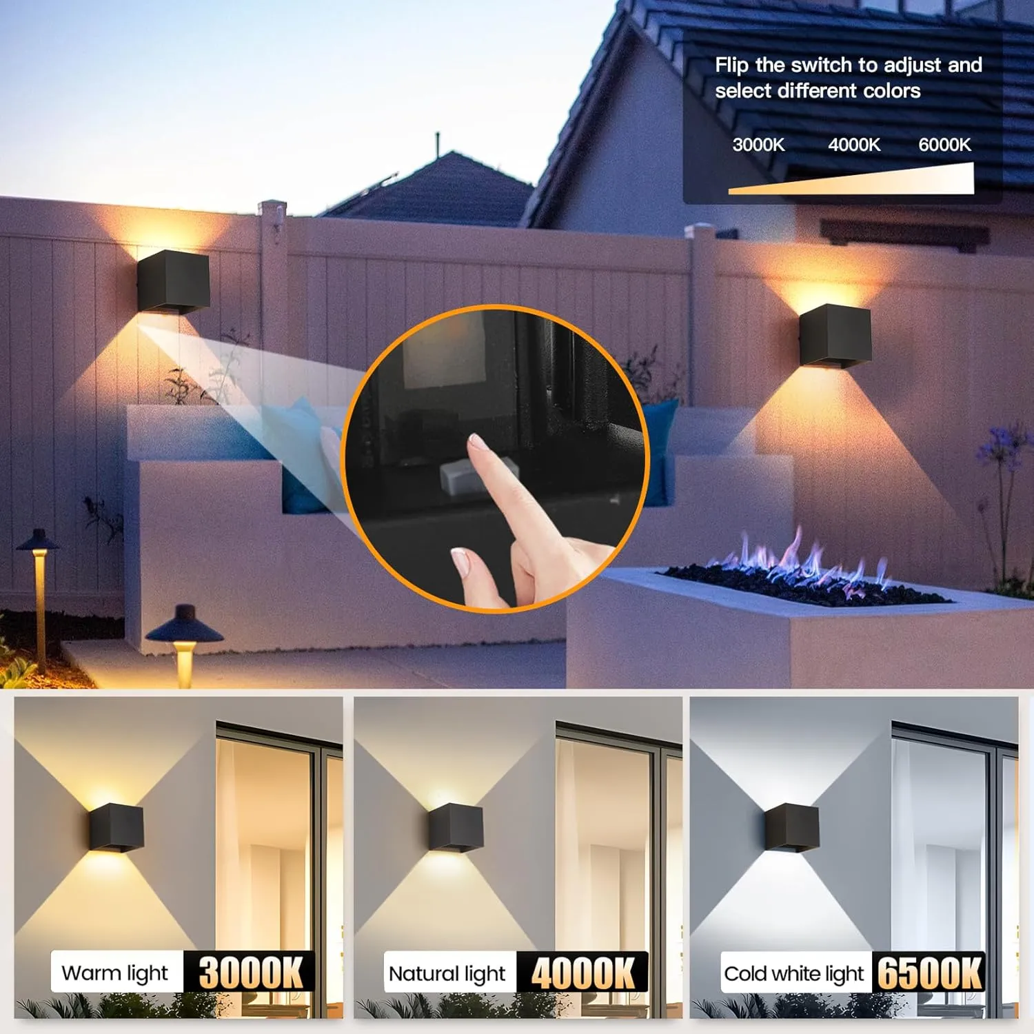 FUPE 15W 1pack Led Black Outdoor Wall Sconces Light Fixtures Modern Exterior/Interior Waterproof Porch Wall Mounted Lighting Outside Wall Lamps for Garden Shop Yard Patio Home Entryway Park Staircase