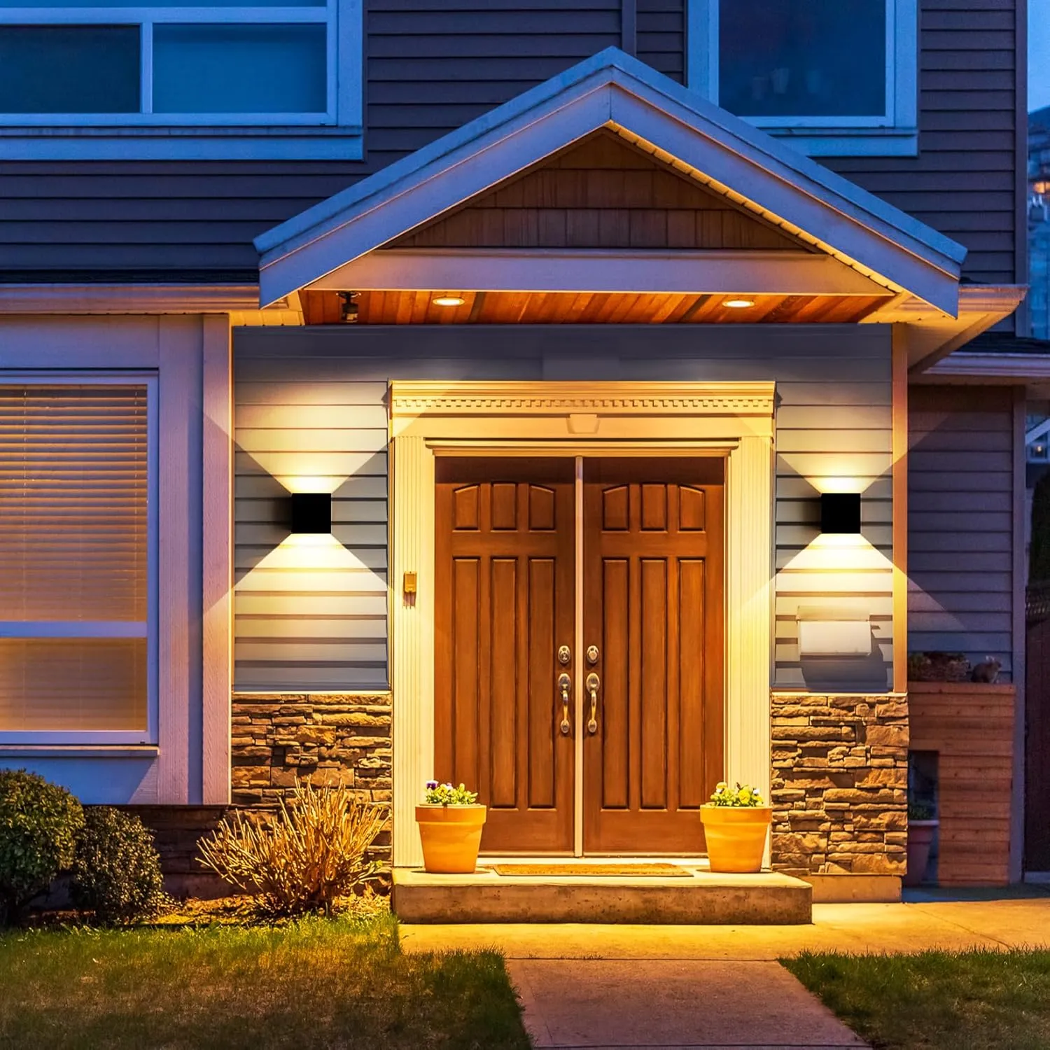 FUPE 15W 1pack Led Black Outdoor Wall Sconces Light Fixtures Modern Exterior/Interior Waterproof Porch Wall Mounted Lighting Outside Wall Lamps for Garden Shop Yard Patio Home Entryway Park Staircase