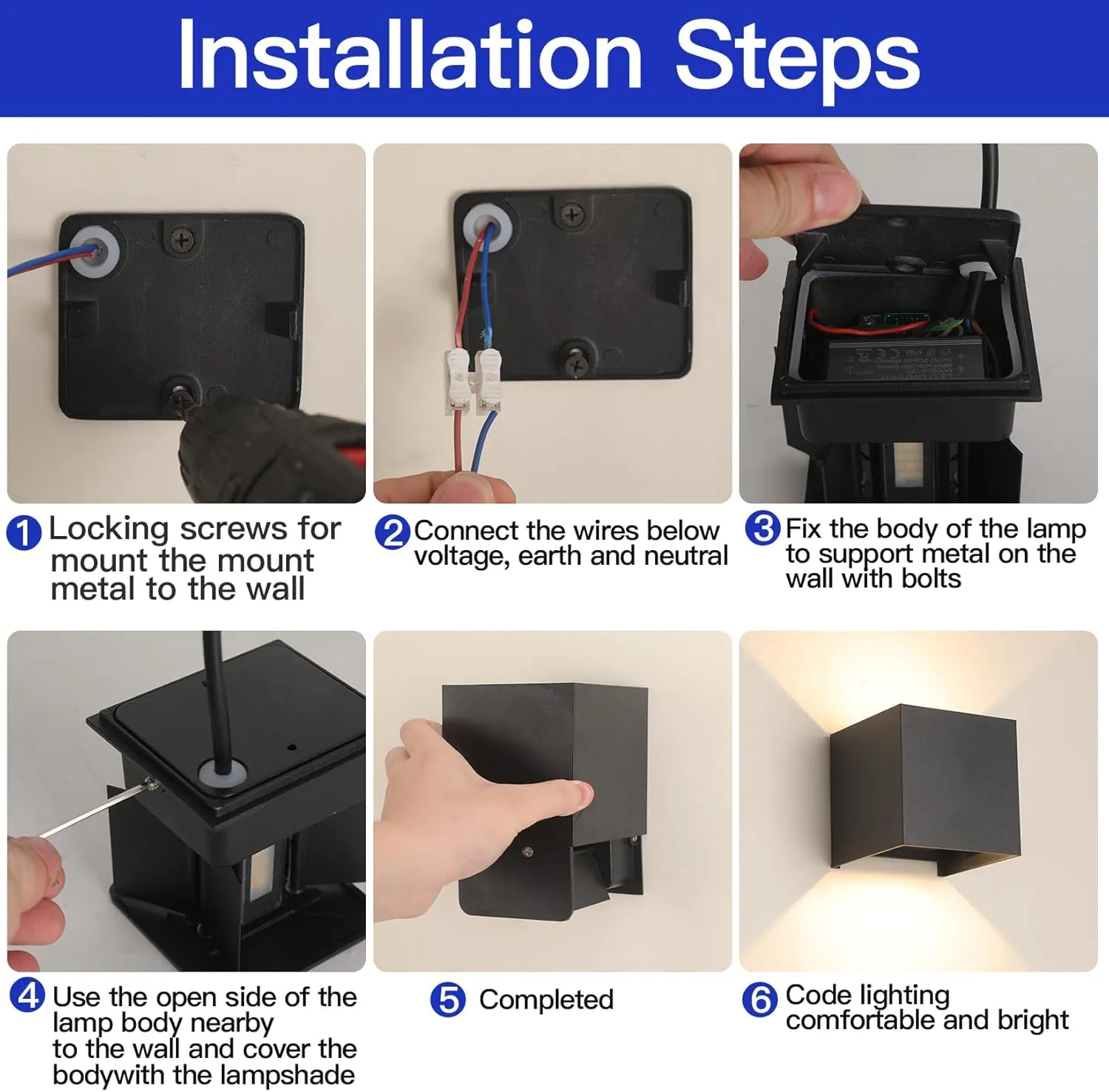 FUPE 15W 1pack Led Black Outdoor Wall Sconces Light Fixtures Modern Exterior/Interior Waterproof Porch Wall Mounted Lighting Outside Wall Lamps for Garden Shop Yard Patio Home Entryway Park Staircase