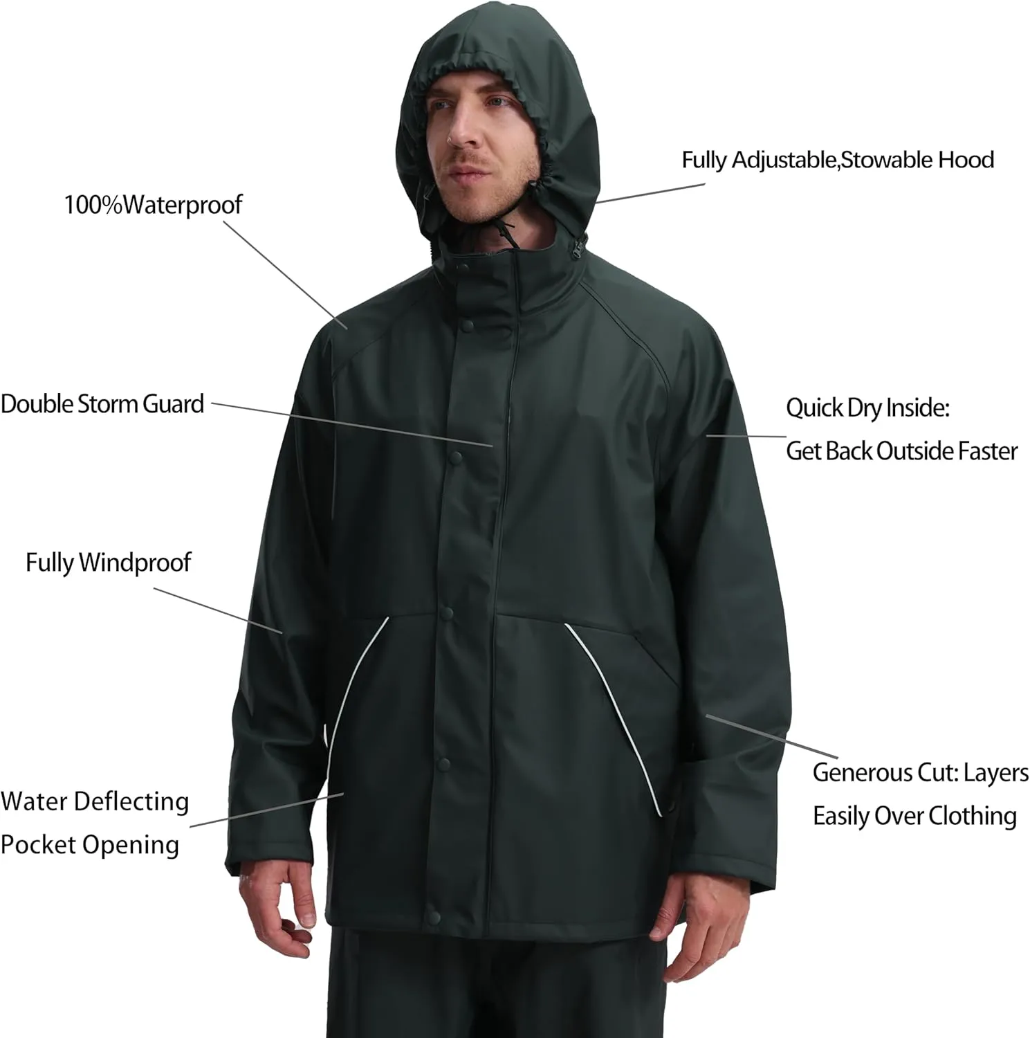 FWG Men's Workwear PRO Rain Suit - Ultimate Safety & Comfort | Waterproof, Durable PU Jacket & Bib Pants Set.
