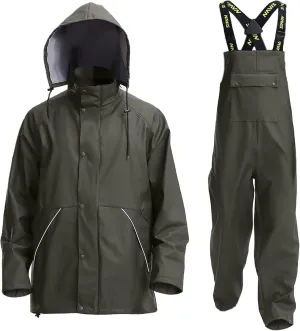 FWG Men's Workwear PRO Rain Suit - Ultimate Safety & Comfort | Waterproof, Durable PU Jacket & Bib Pants Set.