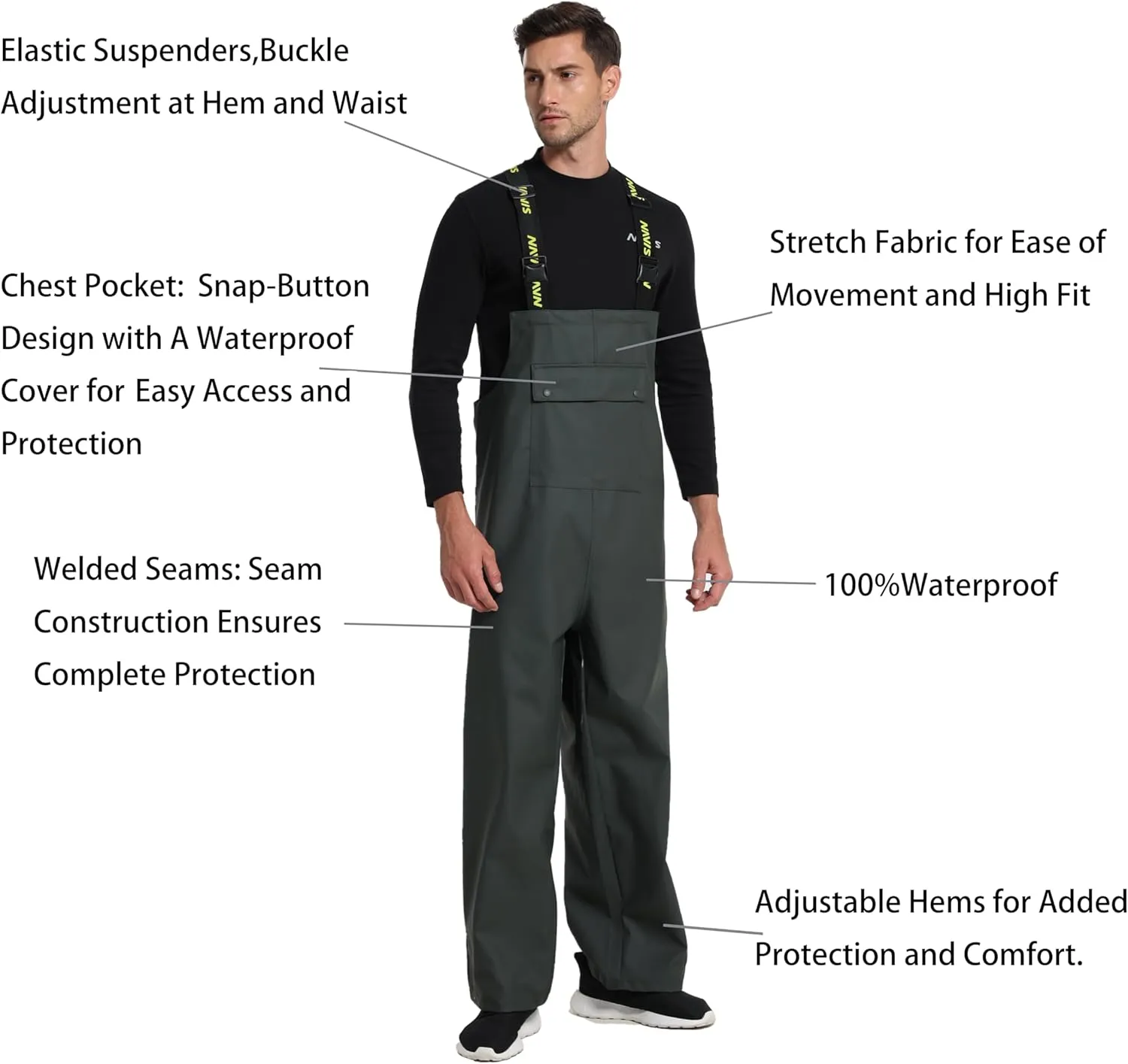 FWG Men's Workwear PRO Rain Suit - Ultimate Safety & Comfort | Waterproof, Durable PU Jacket & Bib Pants Set.