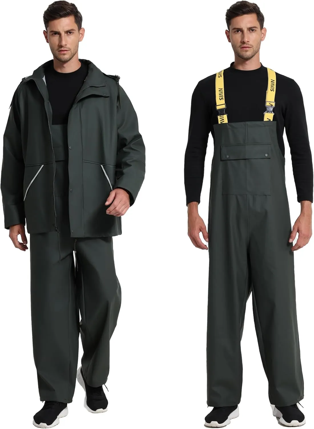 FWG Men's Workwear PRO Rain Suit - Ultimate Safety & Comfort | Waterproof, Durable PU Jacket & Bib Pants Set.