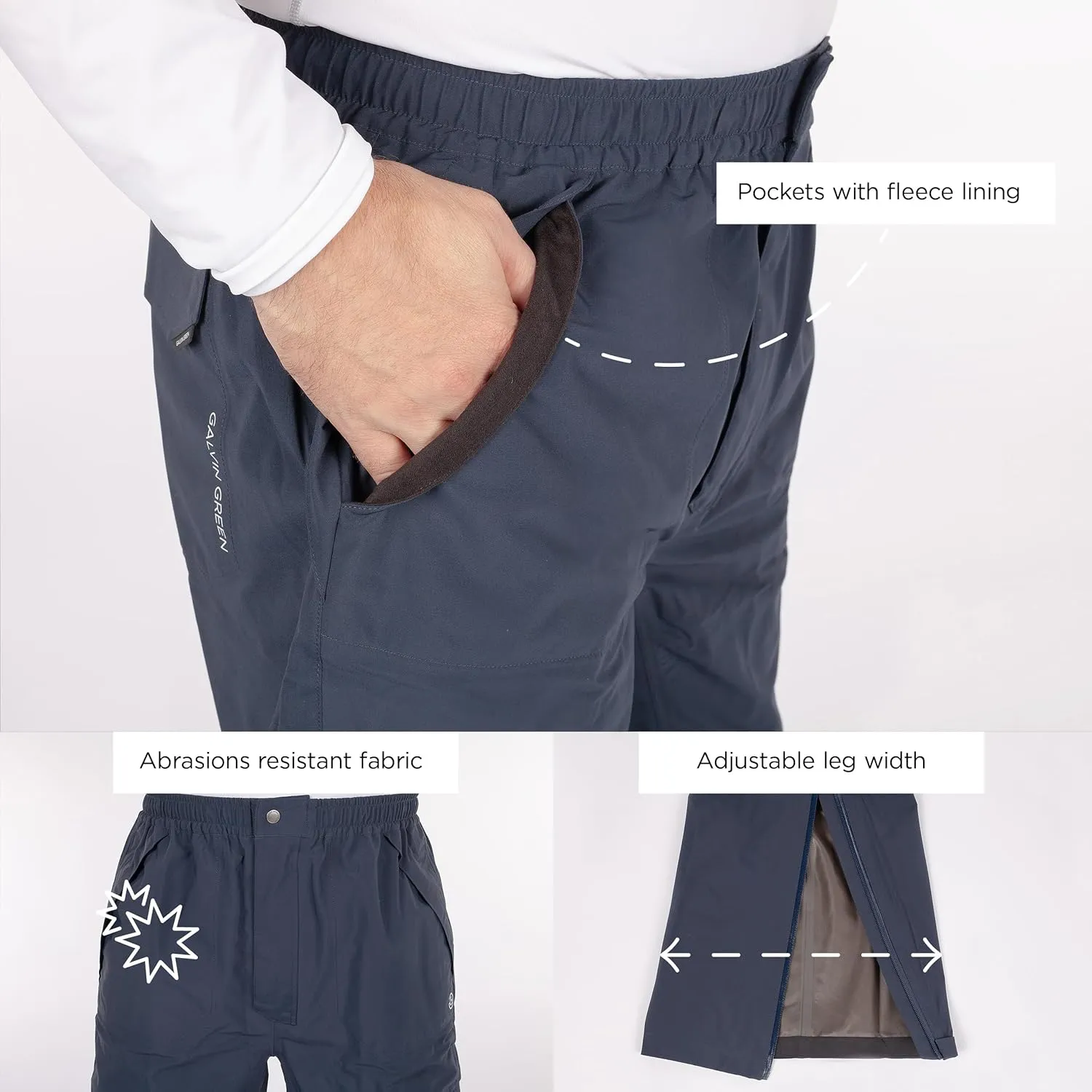 Galvin Green Men’s Gore-TEX Paclite Golf Rain Pants, 100% Waterproof Pants, Golf Rain Gear for Men Waterproof, Sizes M-XXL