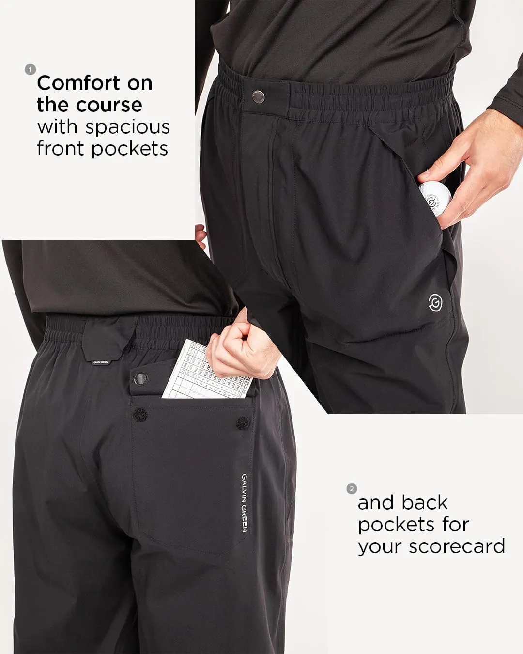 Galvin Green Men’s Gore-TEX Paclite Golf Rain Pants, 100% Waterproof Pants, Golf Rain Gear for Men Waterproof, Sizes M-XXL