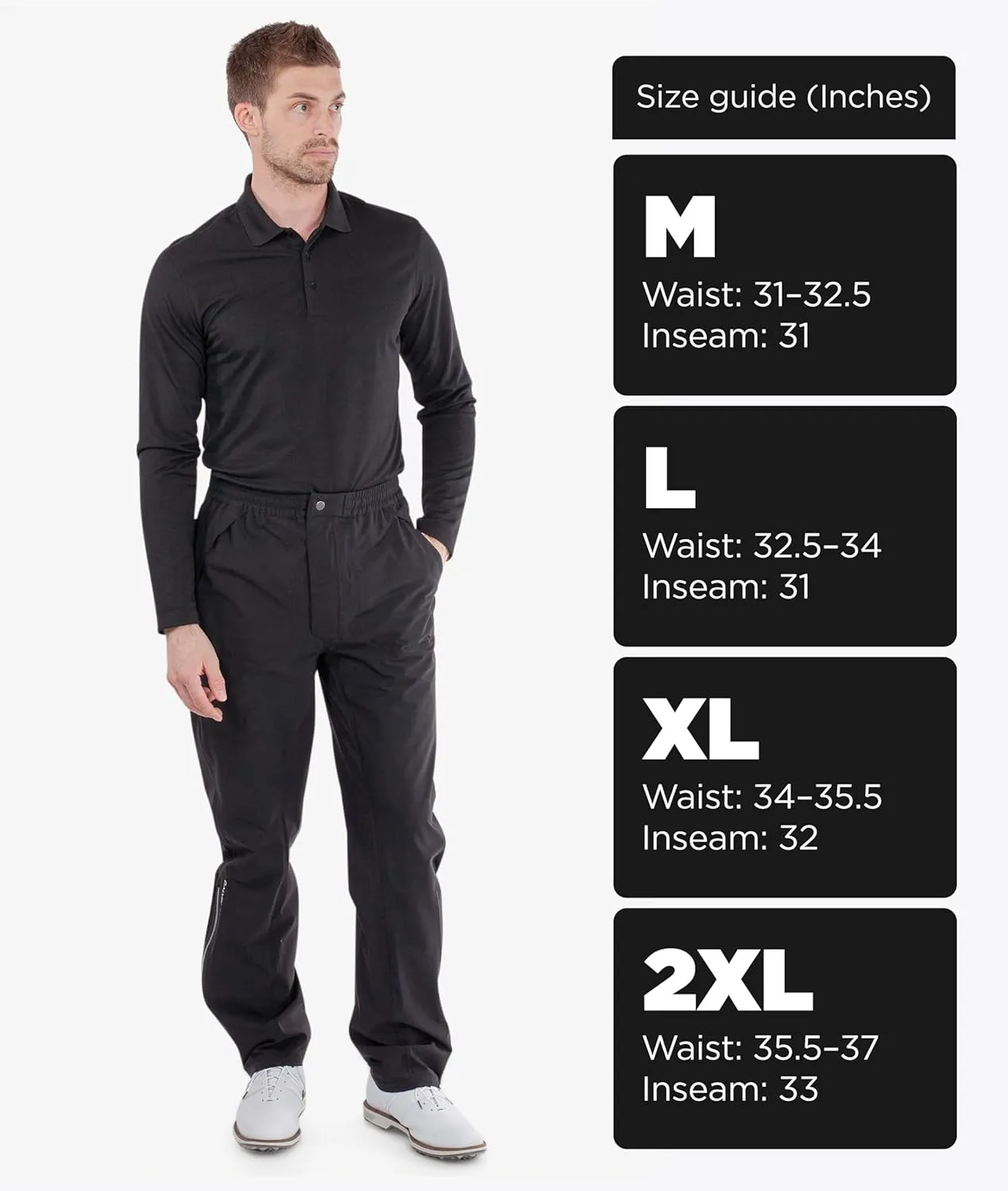 Galvin Green Men’s Gore-TEX Paclite Golf Rain Pants, 100% Waterproof Pants, Golf Rain Gear for Men Waterproof, Sizes M-XXL