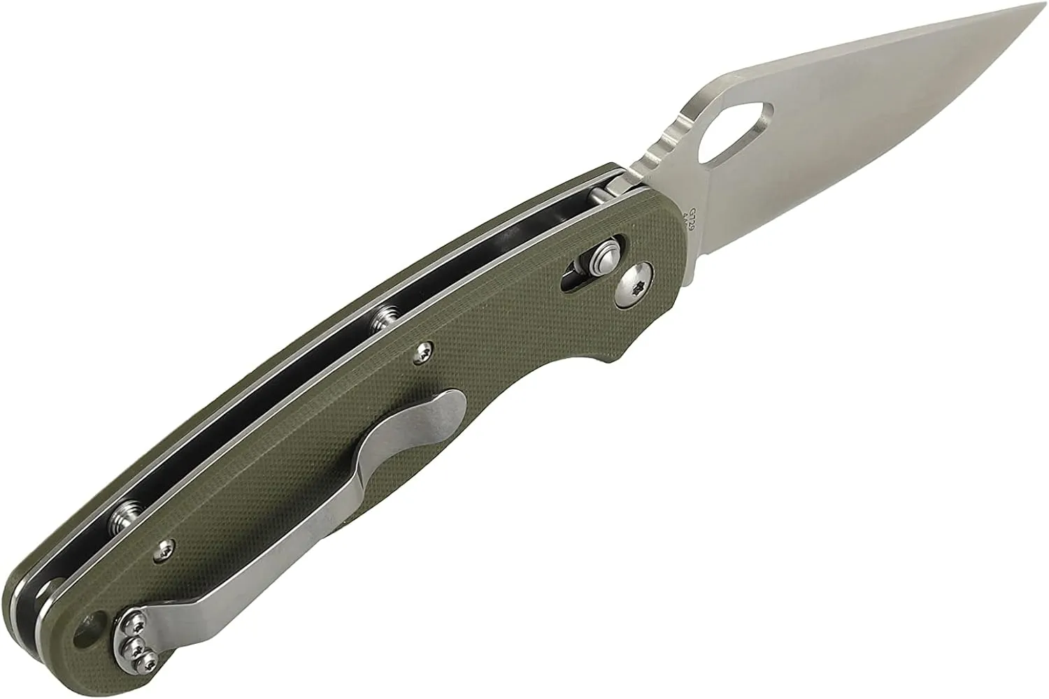 Ganzo G729-GR Folding Pocket Knife, 440C Stainless Steel Blade, Ergonomic G10 Non-Slip Handle with Clip, Hunting, Fishing, Camping, Folder, Axis Lock, Outdoor EDC Knife (Green)